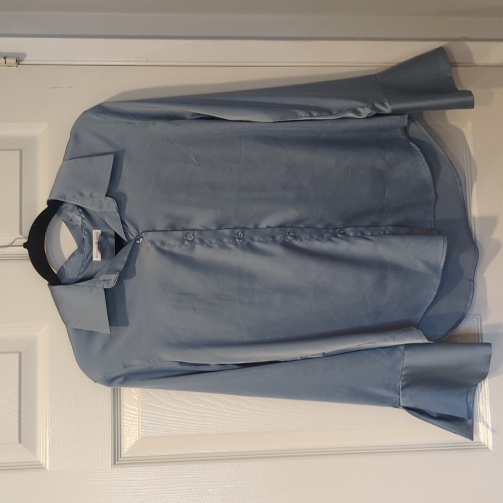 Backyard Roses Satin Button-Up, Size S